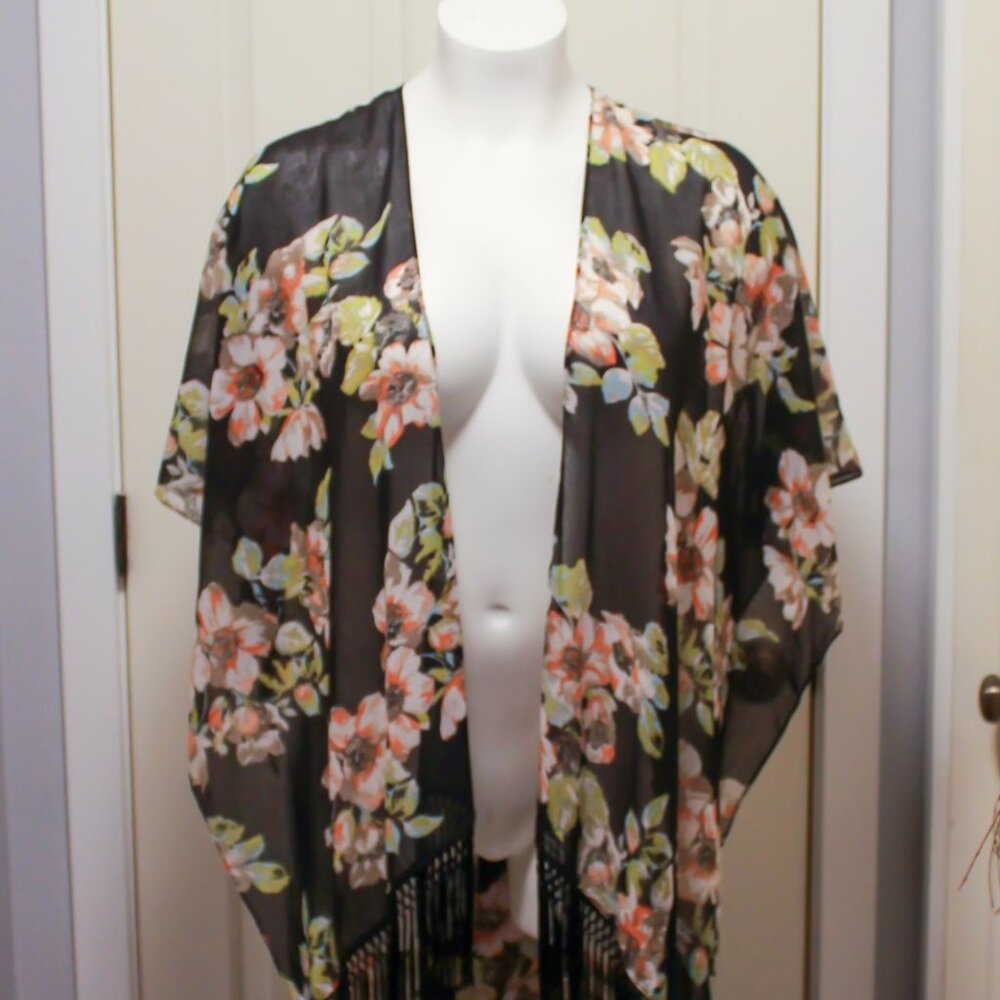 Torrid Floral Kimono with Fringe